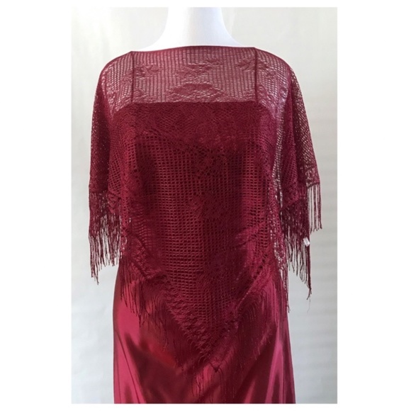 JS Signature Burgundy Taffeta Sheath Gown Dress - Picture 2 of 14